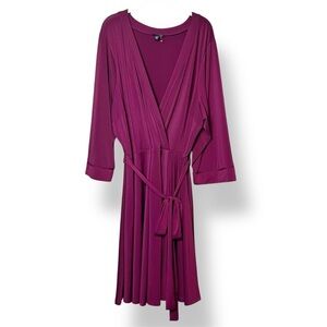 Torrid Stretch Jersey Knit Faux Wrap Dress 4X wine‎ burgundy solid flowy belted